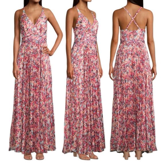 Laundry By Shelli Segal Women’s Floral Pleated Maxi Dress in the Size 12